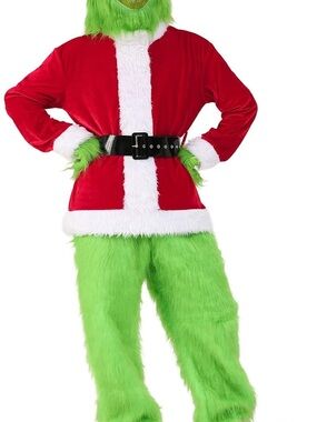 Amazon Men’s Grinch-Inspired Holiday Costume Jacket and Pants green 🛑No Socks